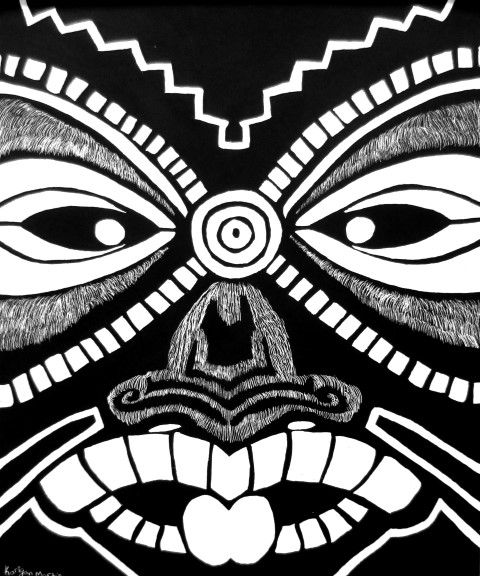 Scratch Art Tiki Face Designs – INSIDE THE LINES